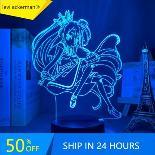 Anime No Game No Life Shiro Led Night Light for Bedroom Decor Birthday Gift Night Lamp No Game No Life Shiro Light Gadget
