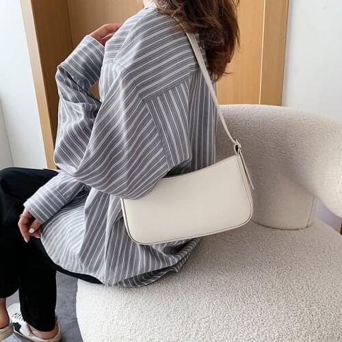 Solid Color PU Leather Shoulder Bags For Women 2021 Trends Handbags Small Travel Hand Bag Lady Fashion Crossbody Messenger Bag