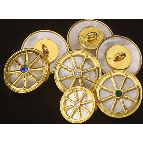 Crystal Button Retro Shell Top Womens Clothes Buttons Metal Circle Suit Windbreaker Buttons