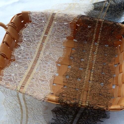 High-quality Export Gold Thread Bilateral Eyelash Lace DIY Wedding Dress Accessories Veil Collar Stitching Accessories RS3262