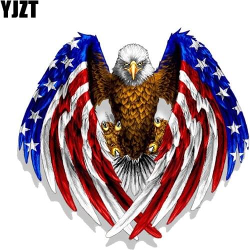 YJZT 16CM*15CM Car Sticker USA Bald Eagle USA American Flag PVC Funny Decal 12-0641