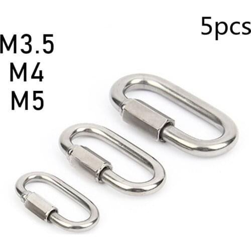 5pcs 304 Stainless Steel M3 M4 M5 Camping Clips Carabiner survive Clasp Outdoor Clip Connecting Rings Hiking Necessories