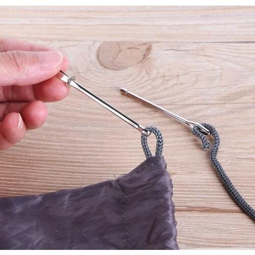 2pcs/set Stainless Steel Cited Clips Bag Wrap Rope Wearing Rope Weaving Tool Elastic Belt Wearing DIY Apparel Sewing Accessories