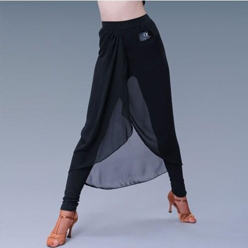 Women Latin Dance Pants Tango Cha Cha Dancing Practice Wear Mesh Trousers Ballroom Performance Costume Training Clothing YS1082