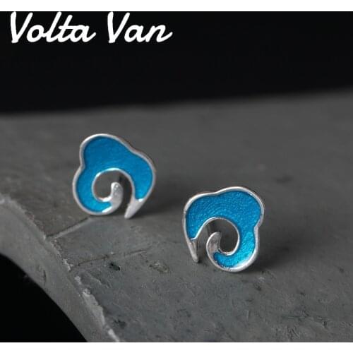 Volta Van 2021 New Stud Earrings Women 925 Sterling Silver Elegant Jewelry Enamel Clouds Concise Creativity Design Earrings