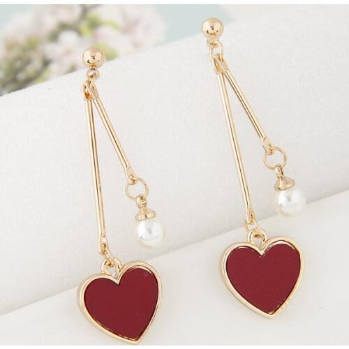 Gold palted Bohemian pearl earrings Hanging heart Long Earrings For Women fashion Jewelry