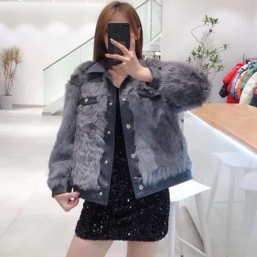 Winter Coat Women New Fashion Short Casual Style Turn-Down Collar Female Clothes Natural Real Sheep Wool Fur + FN0067