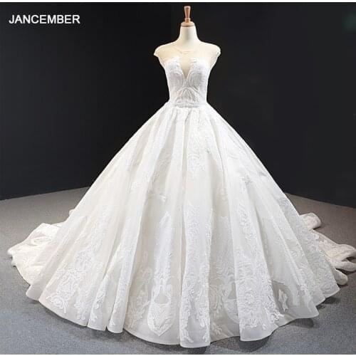 J66948 jancember wedding dresses china o neck sleeveless lace up floor length pattern white wedding gowns robe de mariée courte