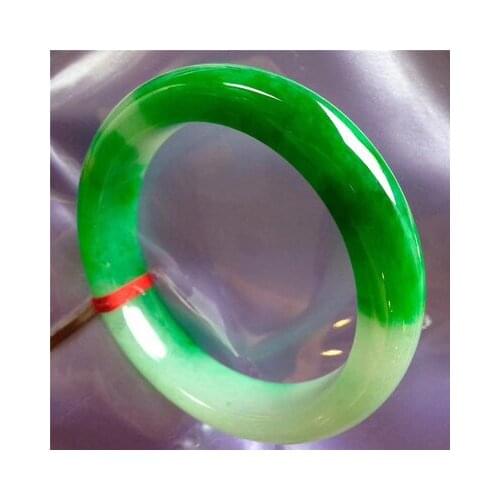 Zheru Jewelry Natural Burmese Emerald Green 54-64mm Two-tone Bracelet Elegant Princess Jewelry Best Gift for Mom and Girlfriend