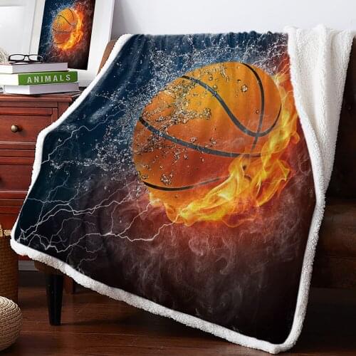 Winter Cashmere Sherpa Blanket Basketball Lightning Coverlet Flannel Blanket Travel Fleece Throws Winter Hypoallergenic