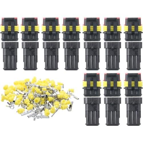 10 Kit 2/3 Pin Way Sealed Waterproof Electrical Wire Connector Plug Car Auto Male To Female Plug Terminal Wire Connector