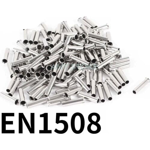 100Pcs 16AWG 1.5mm2 Bootlace Cooper Ferrules Wire Copper Crimp Connector Non-Insulated Cord Pin End Terminal EN1508