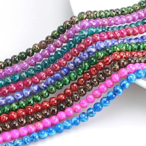 100Pcs 8mm Natural Stone Round Beads Smooth Tiger Eye Red Black Onxy Loose Stone Beads For Jewelry Making DIY Bracelet Necklace