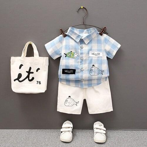Summer Toddler Clothes Children Clothing Sets 2019 Fashion Short Sleeve Print Shirts+Short Pants 2pcs Little Boys Clothes Set