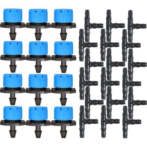 RBCFHl 50PCS Adjustable Green Dripper 4/7MM Barb Tee Connectors Micro Drip Irrigation Emitter for 1/4'' Hose Watering System Kit