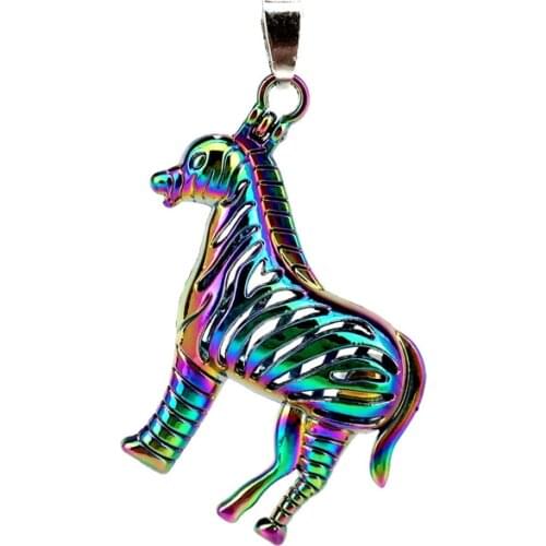 C116 5pcs/lot Rainbow Color Magnetic Zebra Pearl Beads Cage Locket Pendant Pearl Locket Fairytale Party