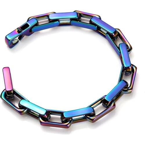 10mm 23CM Hip Hop Men Link Chain Golden Colours Joint Necklace Rapper Chunky Chain Boys Rapper NightClub DJ Rainbow Jewelry