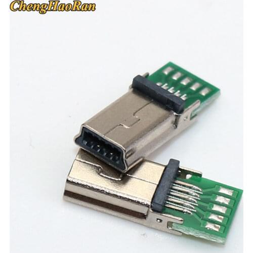ChengHaoRan 5pcs Mini USB 10P Plug Socket Charging Adapter W/ PC Board Mini 10 Pin Male USB Data Cable Connector