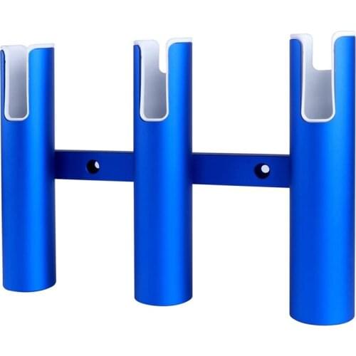 Blue Aluminium Fishing Rod Holder 3 Tubes Linked 3 Rod Rack For Marine Yacht Boat Truck RV