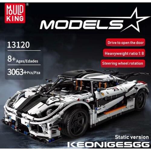 Kids Educational Toys MOC High-Tech The Super Sports Racing White Car Model Building Blocks Bricks Christmas Gifts for Adults