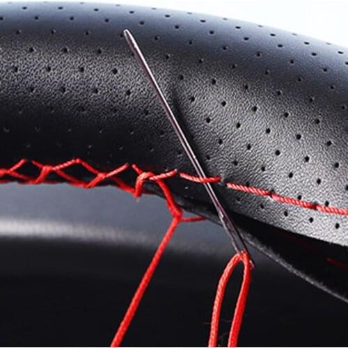 DIY Hand-Stitched Car Steering Wheel Cover 38 cm Universal Soft Artificial leather material With Needle And Thread Interior