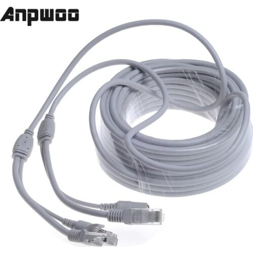 ANPWOO CCTV CAT5/CAT-5e 5M/10M/15M/20M/30M Ethernet Cable RJ45 + DC Power CCTV network Lan Cable For NVR System IP Cameras