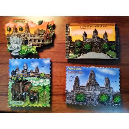 Cambodia Ta Prohm Temple Kai Ou Temple Mei Peng Temple Taxun Temple/Holy Sword Temple Scenic Fridge Magnet