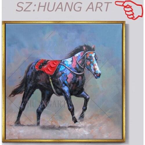 Skilled Artist Handmade High Quality Abstract Running Horse Oil Painting on Canvas Abstract Knife Horse Painting for Living Room