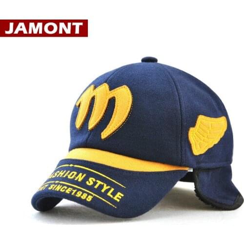 [JAMONT] Brand Thicken Snapback Winter Kids Hat Baseball Cap Boy Girl Windproof Bomber Hats Warm Cotton Cute Childrens Cap