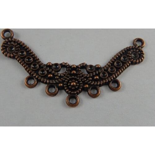 Julie Wang 10PCS Retro Red Charms Hollow Half Moon Fixtures Hanging Connector Pendants Cut Jewelry Necklace Earring Accessory