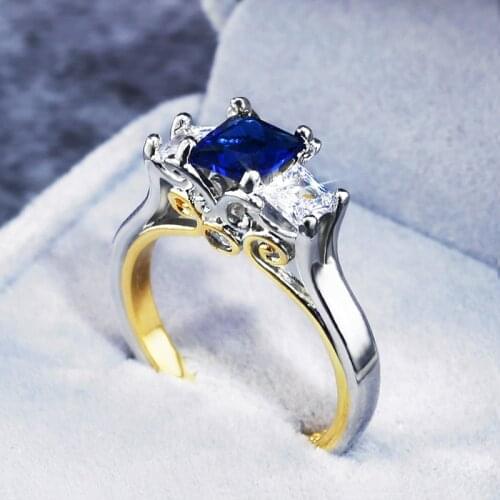 Huitan Classic Colorful Cubic Zircon Stone Wedding Ring For Women Luxury Square Stone Surprise Gift Ring Band Dropshipping