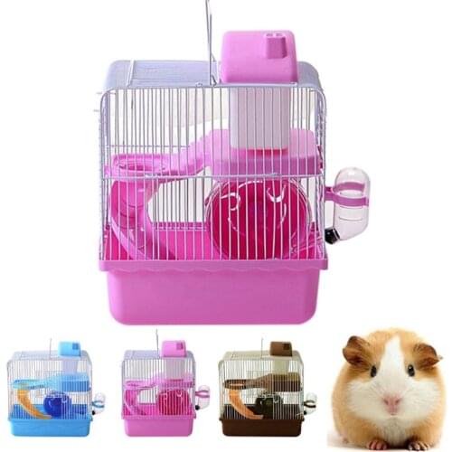 Mouse Home Rat Cage Storey Hamster Cage Luxurious Portable 2 Floors 3 Color Chinchilla Storage with Slide Bowl Roller Ferret