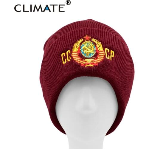 CLIMATE CCCP Beanie Warm Hat Russia The Soviet Union Winter Hat Communist Party Black Women Warm Knit Beanie Hat for Men Women