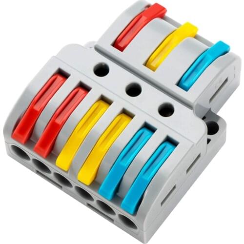 Lever-Nut Compact Wire Connectors, Terminal Block Wire Push-in Cable Connector 3 in 9 out, 2 in 6 out