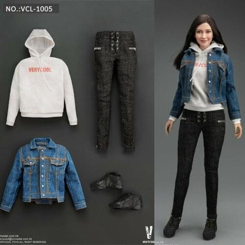 1:6th Scale Denim Leisure Wear Set Casual Female Clothes Suit Fit 12'' Female Action Figure Toy