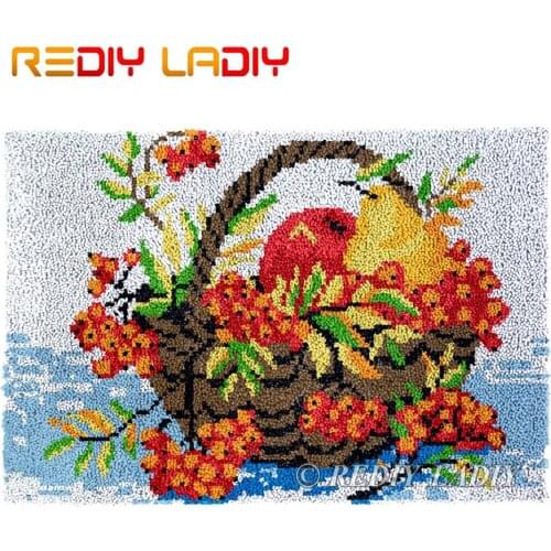 Latch Hook Rug Basket of Fruits Chunky Yarn Tapestry Kits DIY Carpet Rug Knitted Floor Mat Crochet Cushion Arts & Crafts 85*58cm