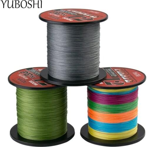 2021 New 12-strand Braided line 500M 15-110LB Japanese PE Material Multifilament Super Fishing Line Green/Multicolor Optional