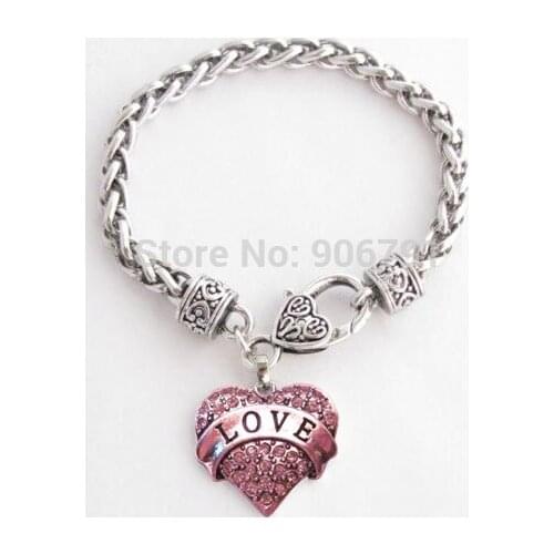 Love with pink Crystal Heart jewelry