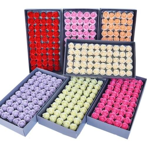 50Pcs Rose Soap Flower Cheap Mini Flowers Artificial 3.5Cm Romantic Wedding ValentineS Day Gift Wedding Banquet Home Decoration