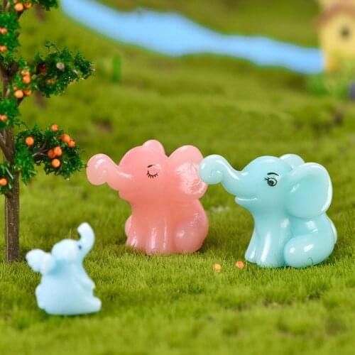 Miniature Fairy Garden Miniature Cute Couple Elephant Home Decoration Bonsai Accessories Figurines Christmas Halloween Resin