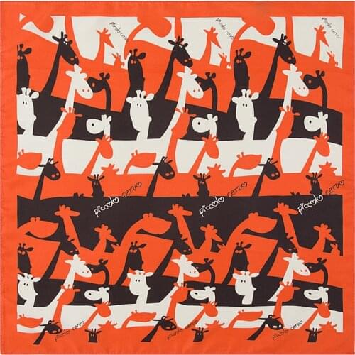 POBING Fashion Women Scarf Luxury Brand Giraffe Print Hijab Silk Satin Shawl Scarfs Foulard Square Head Scarves Wraps 60*60CM