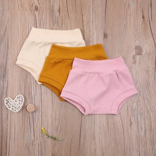 0-24M Newborn Baby Boy Girl Solid Color Ribbed Cotton Shorts Bloomers Bottom Outfits Baby Clothes