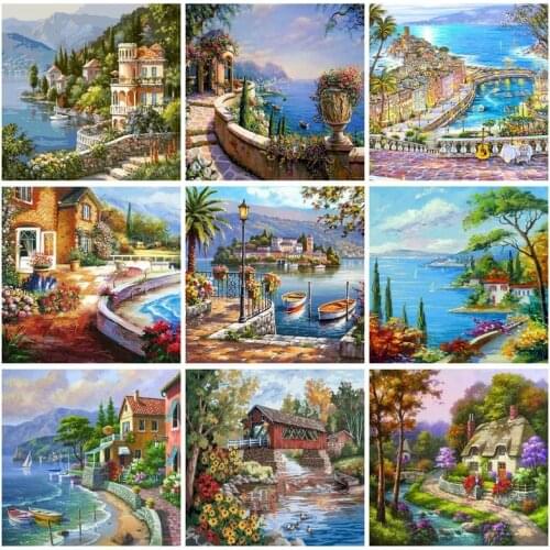 SDOYUNO Oil Paint By Numbers Kits Scenery 60x75cm Painting By Numbers On Canvas Frameless Handpaint DIY Draw Nmuber Unique Gift