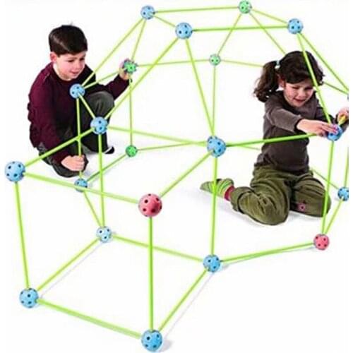 Kids Construction Fort Building Castles Tunnels Tents Kit DIY 3D Play House Building Toys for Boys Girls Christmas Gift