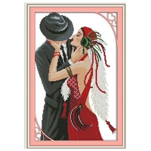 The Love of Dancing Girl Portrait Cross stitch kits 14CT White 11CT Printed Embroidery DIY Handmade Needlework Home Decor