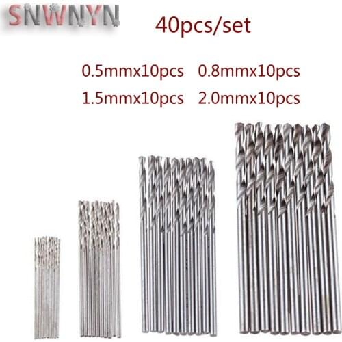 40PCS/Set HSS Mini Drill Twist Drill Bits Set for Woodworking Plastic And Aluminum Electrical Drill Tool 0.5mm 0.8mm 1.5mm 2.0mm