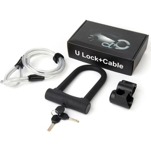 Strong Security U Lock with Steel Cable Bike Lock Combination Anti-theft Bicycle Bike Accessories for MTB,Road,Motorcycle,Chain