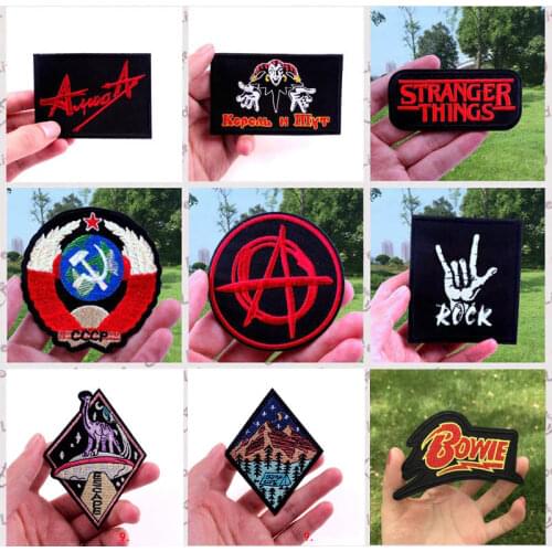 DIY Embroidery Patch Strange Things Iron On Patches For Clothing Rock Hippie Band Patch Letter Embroidered Stripe On Clothes