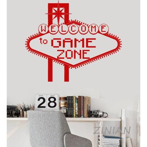 Game Zone Teen Room Video Game Play Wall Stickers for Boys & Adults Welcome Decal Gamer Room Decoration Wallpaper Poster Z558