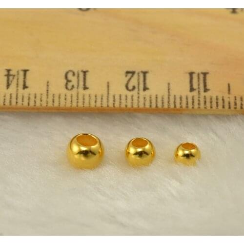 New Pure 24K Yellow Gold Beads 999 Gold Smooth Loose Beads Women DIY Beads